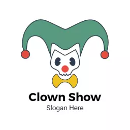 Playful Green and White Clown Show Featuring Fun Elements Logo Template