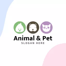 Playful Green Animal Icons Celebrating Pet Care Logo Template