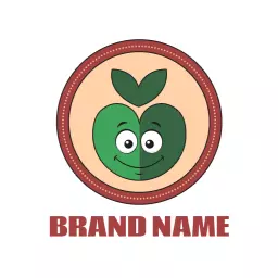 Playful Green Apple Character with Retro Style Logo Template