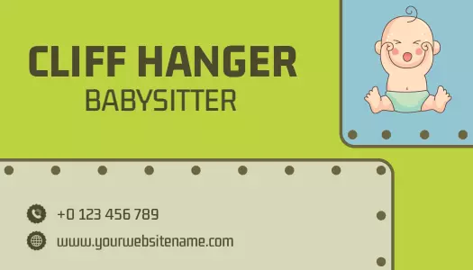 Playful Green Babysitting Service Business Card Template