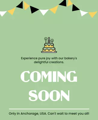 Playful Green Bakery Coming Soon Announcement Poster Template