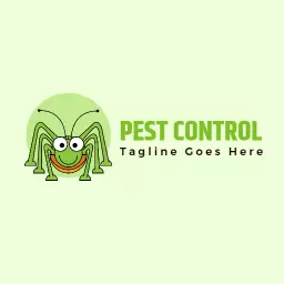Playful Green Bug Character Representing Pest Control Logo Template