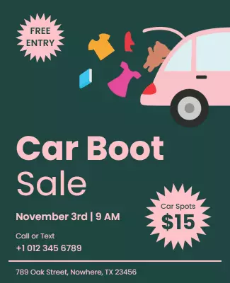 Playful Green Car Boot Sale Event Poster Template