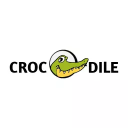 Playful Green Crocodile Character with Fun Typography Logo Template