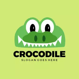 Playful Green Crocodile Design Capturing Fun Spirit Logo Template