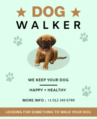 Playful Green Dog Walker Service Advertisement Poster Template