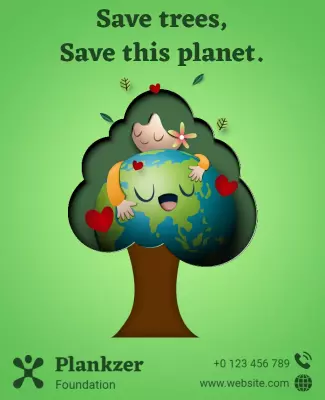 Playful Green Eco-Friendly Tree Conservation Poster Template