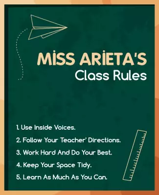Playful Green Educational Class Rules Poster Template