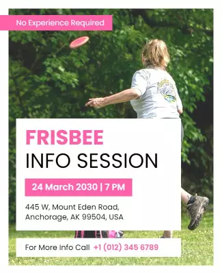 Playful Green Frisbee Information Session Poster Template