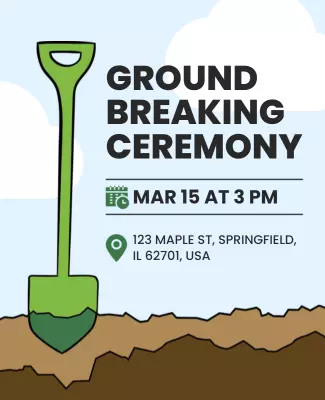 Playful Green Ground Breaking Ceremony Event Poster Template