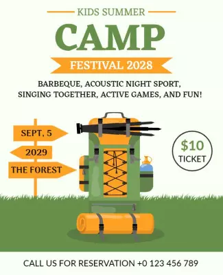 Playful Green Kids Summer Camp Festival Poster Template