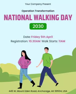 Playful Green National Walking Day Community Event Poster Template