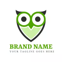 Playful Green Owl Design Enhancing Wisdom and Knowledge Logo Template