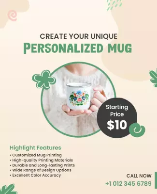 Playful Green Personalized Mug Creation Promo Poster Template