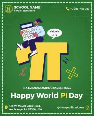 Playful Green Pi Day Celebration Poster Template