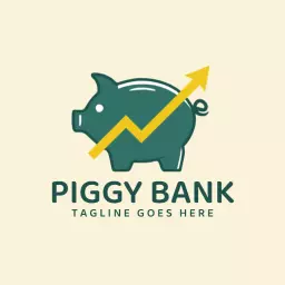 Playful Green Piggy Bank Representing Savings and Growth Logo Template