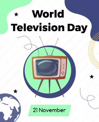 Playful Green Retro World Television Day Poster Template
