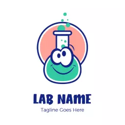 Playful Green Science Lab Character with Smiling Flask Logo Template