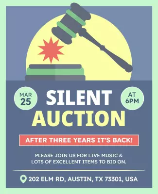 Playful Green Silent Auction Event Announcement Poster Template