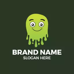 Playful Green Slime Character Bringing Joyful Fun Logo Template
