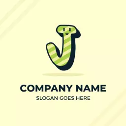 Playful Green Striped J Letter Design for Branding Logo Template