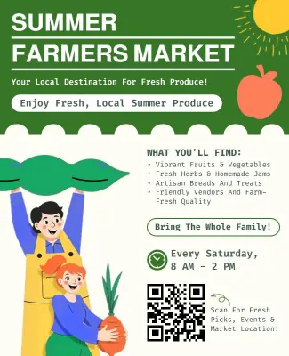Playful Green Summer Farmers Market Event Flyer Template