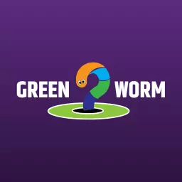 Playful Green Worm Character Engaging with Nature Logo Template