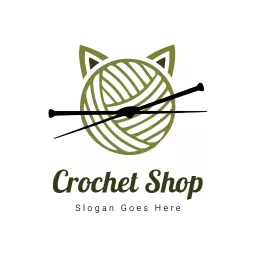 Playful Green Yarn with Crochet Elements for Crafting Logo Template
