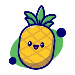 Playful Happy Pineapple Character with Vibrant Green Background Logo Template