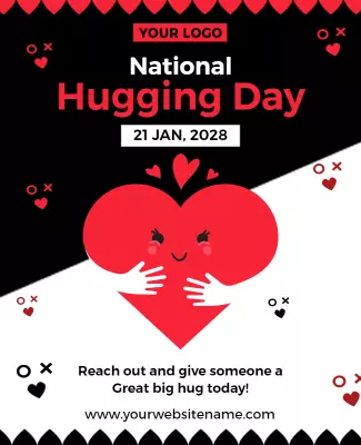 Playful Heart-Themed National Hugging Day Celebration Poster Template