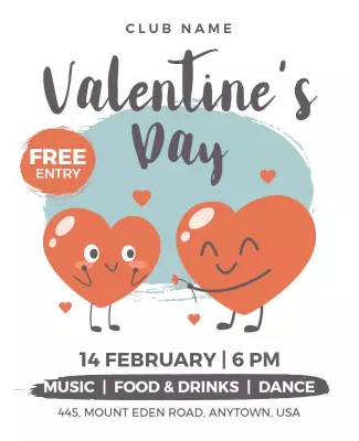 Playful Heart-Themed Valentine's Day Celebration Poster Template