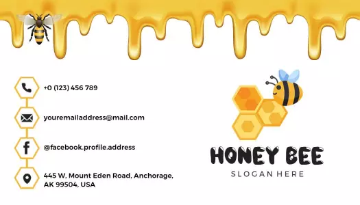 Playful Honey Bee Design with Dripping Honey Business Card Template