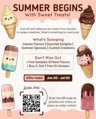 Playful Ice Cream Summer Treats Promotion Poster Template
