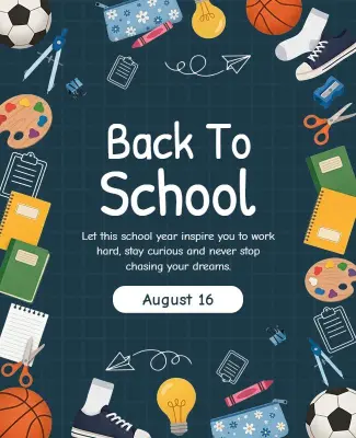 Playful Illustrated Back to School Supplies Poster Template