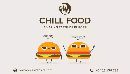 Playful Illustrated Burger Humor Business Card Template