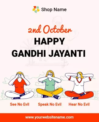 Playful Illustrated Gandhi Jayanti Celebration Poster Template