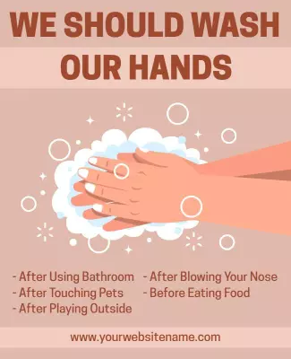 Playful Illustrated Hand Washing Hygiene Reminder Poster Template