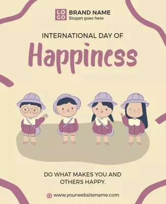 Playful Illustrated International Day of Happiness Poster Template