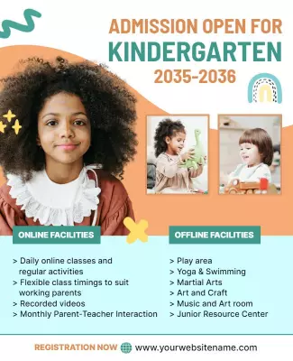 Playful Kindergarten Admission Information Poster Template