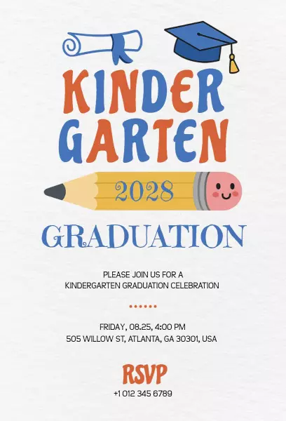 Playful Kindergarten Graduation Celebration Invitation Template