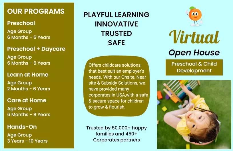 Playful Learning Preschool Virtual Open House Brochure Template