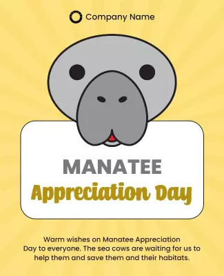 Playful Manatee Appreciation Day Celebration Poster Template