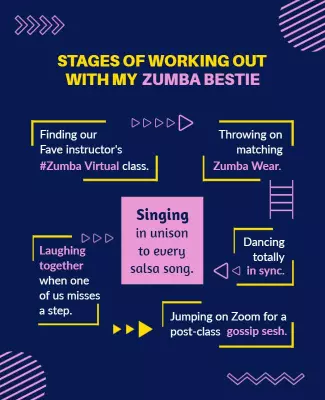 Playful Neon Zumba Workout Stages with Bestie Poster Template
