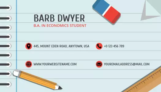 Playful Notebook Design for Economics Student Business Card Template