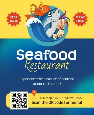 Playful Ocean Seafood Restaurant Promotion Flyer Template