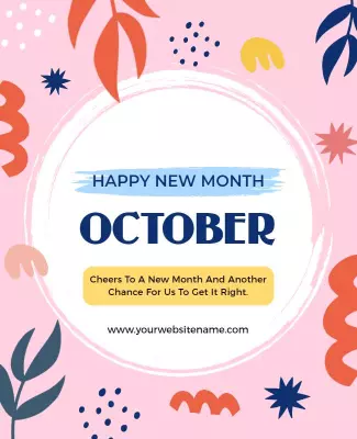 Playful October Monthly Celebration Greeting Poster Template