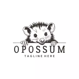 Playful Opossum Design Incorporating Nature Elements Logo Template