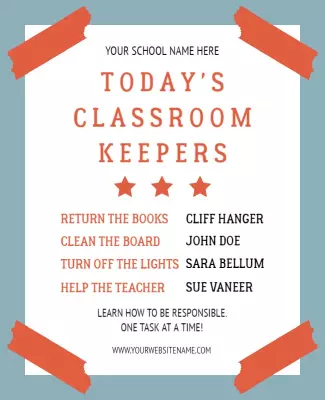 Playful Orange Classroom Responsibility Keepers Poster Template