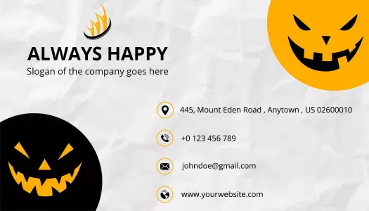 Playful Orange Halloween Themed Business Card Template