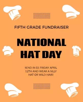 Playful Orange National Hat Day Fundraiser Poster Template